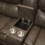 Canapé modulaire inclinable manuel en simili cuir Tavin avec console porte-gobelet taupe