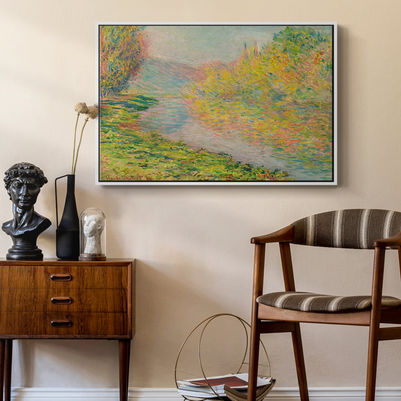 Paysage rétro -XCVII, H 25 po x l 37 po x P 2 po, Toile encadrée flottée blanche