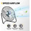 Ventilateur de sol de 18 po, ventilateur industriel de 3200 pi³ / min, 3 vitesses, grille de sécurité en acier durable, 1/8 hp, frappé à 360 °, pour fabrication, construction, entreposage avec certification de sécurité UL