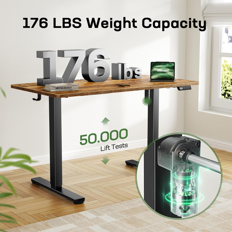 Electric Standing Desk With One-Piece Desktop, Adjustable Height Desk With 4 Memory Presets, Office & Gaming Desk For Home, 2-Package Shipment