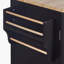 Îlot de cuisine roulant avec rangement, chariot de cuisine avec plateau en bois d'hévéa, 3 tiroirs, 2 tablettes coulissantes et support de rangement interne, îlot de cuisine sur roulettes avec support à épices et support à tour, noir-1096268245