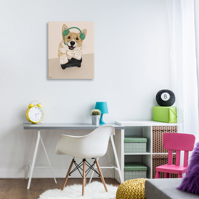 «Happy Gamer Dog» par Tara Royle, H 30 po x l 24 po