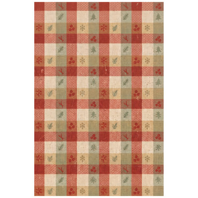 Tapis de Noël magnésien moderne à carreaux rouge doré antidérapant à poils courts intérieur extérieur pour animaux de compagnie salon chambre à coucher entrée salle à manger vestibule bureau tapis de Noël paillasson tapis lavable