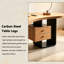 Bureau sculptural moderne de style milieu du siècle, 62,99 po, en pin massif avec plateau incurvé, pieds en acier et acrylique transparent-1651467320