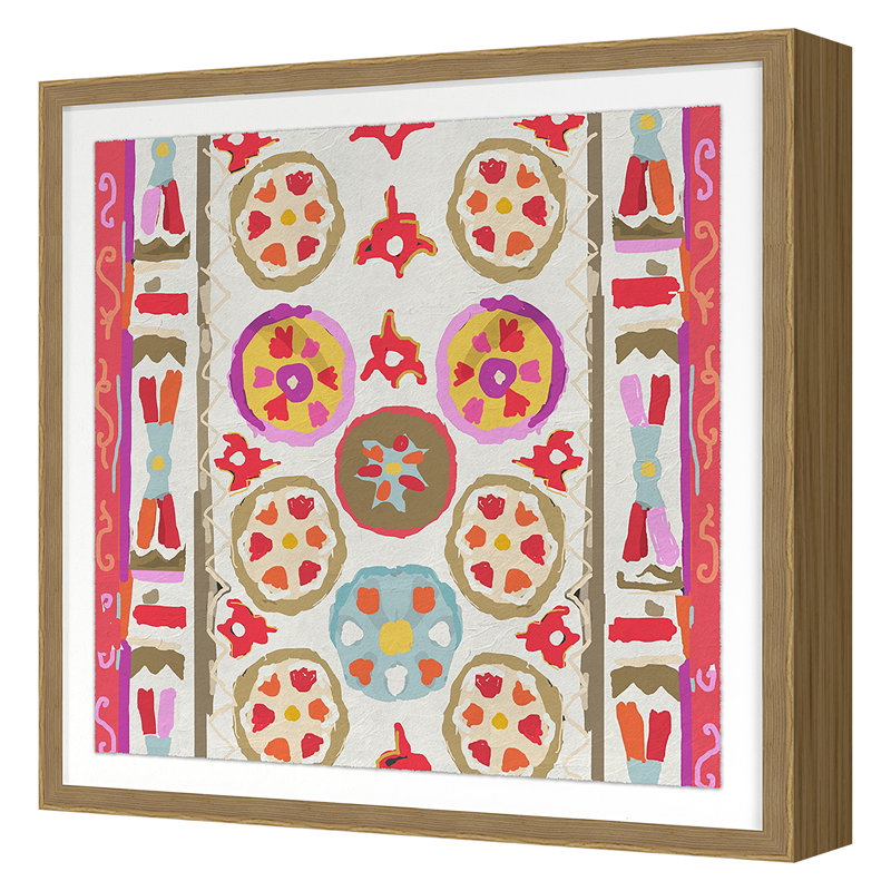 Tribal Cream Print by Dana Gibson, 40" H x 40" W x 2.38" D, Oak