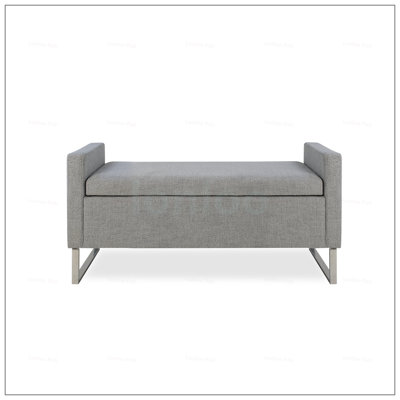 Versatile Upholstered Ottoman With Large Storage, Metal Base For Bedroom And Living Room, Multi-Functional Entryway Bench