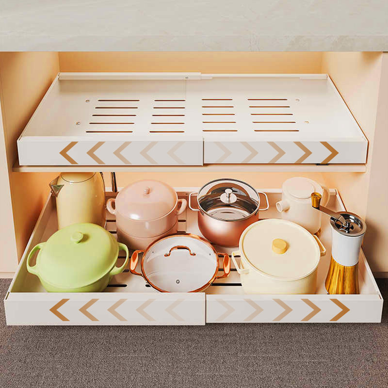 Pull out Cabinet Organizer,Expandable(12.2"-20.3") Slide Out Self, Cabinet Roll Out Drawers with Nano, No Drill Adjustable Drawers for Kitchen, Pantry,Under Sink and Bathroom (White)
