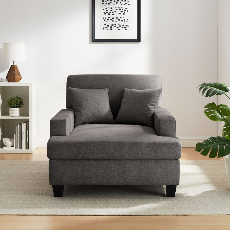 Monroeville 37" W Upholstered Chaise Lounge, Dark Gray Polyester Blend