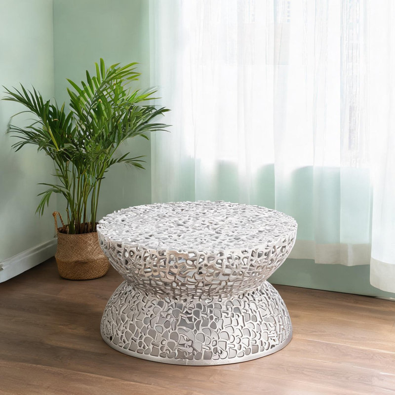 Table basse carrée 32 pouces de style contemporain et moderne en aluminium argenté classique