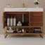 Meuble-lavabo moderne 36 po avec lavabo en céramique sans couture et armoire autoportante dorée-63448955