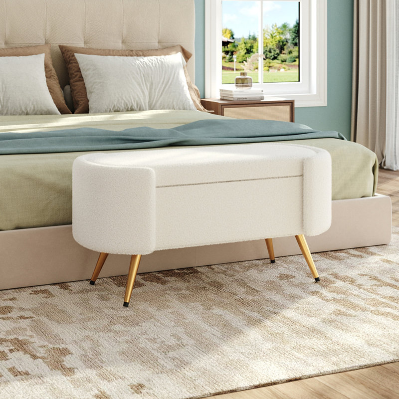 Raymund Upholstered Accent Bench, White