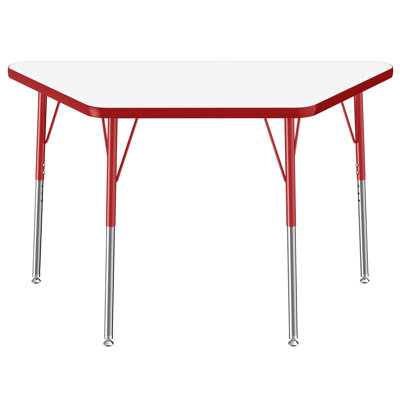 Trapezoid Dry-Erase Activity Table with Adjustable Legs- White/Black