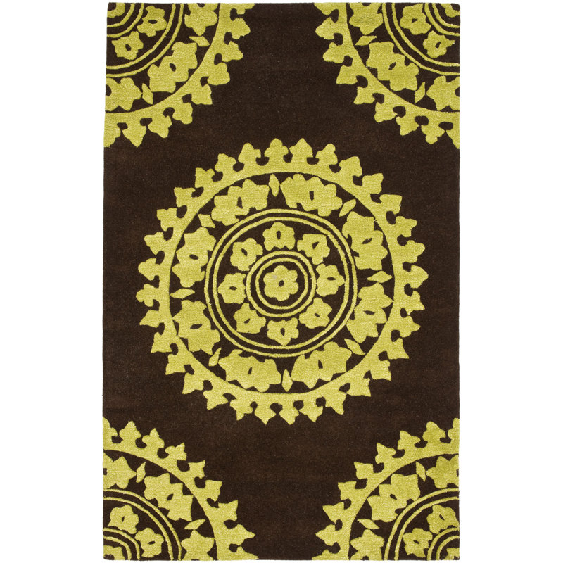 Steve Hand Tufted Wool & Viscose Pile Floral Rug, Rectangle 2' x 3'