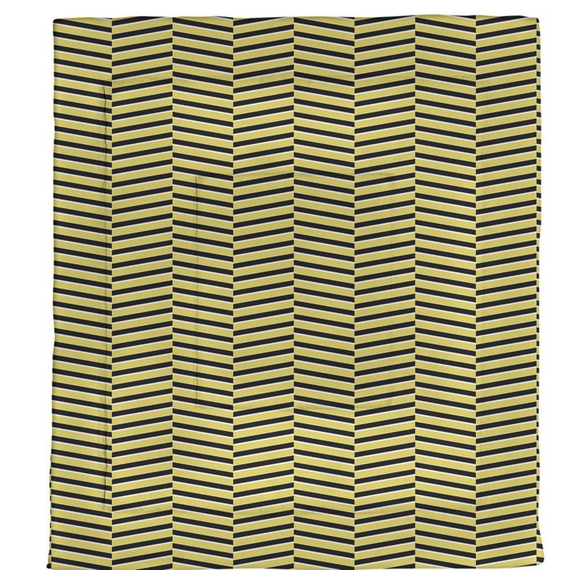 Édredon réversible simple en microfibre à rayures fracturées, Édredon simple, Jaune