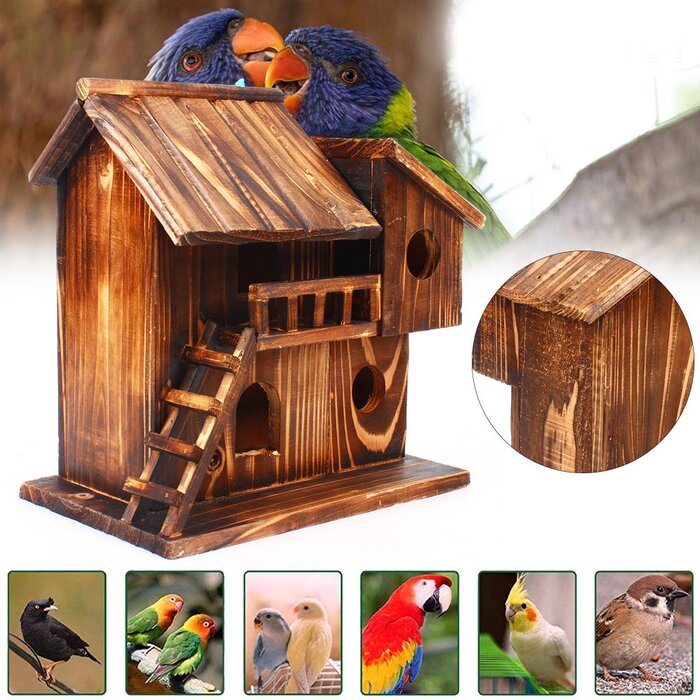 Loon Peak® Ambrasia Pet Bird Wooden Hanging Cage House & Reviews | Wayfair