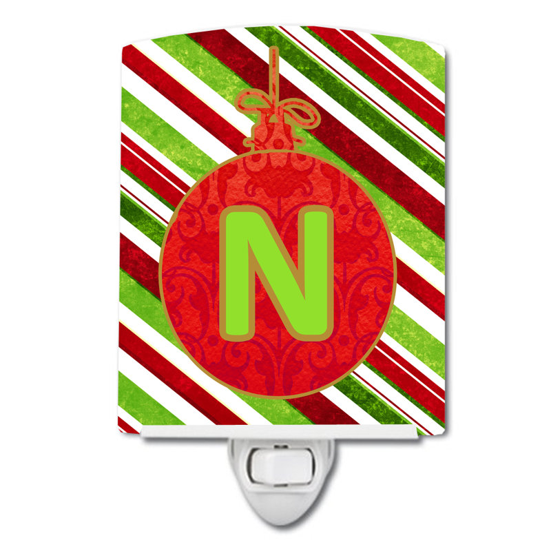 Christmas Oranment Holiday Initial Ceramic Night Light, N
