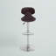 Tabouret de bar contemporain confortable en vinyle à hauteur réglable et dossier mi-haut avec base chromée Claudine-660761076