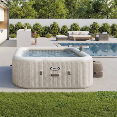 6-person 170 Jet Vinyl Square Inflatable Hot Tub in Off White
