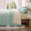 Ensemble d'édredon pour lit simple - ensemble de literie 5 pièces vert sauge pour lit toutes saisons, lit contrastant de style bohème dans un sac avec édredon, draps, taie d'oreiller et taie décorative-105522624-105522625