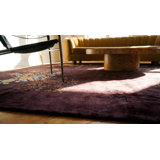 Hand Knotted Pile Wool Rectangle Purple / Lavender Mauve 1920s Antique Rug