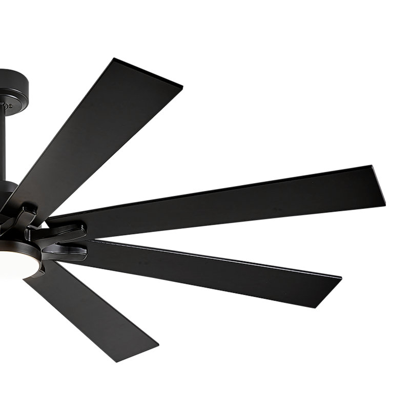 Industrial Smart Fan With 8 Blades, Led Light & Reversible Motor, Black, 62" Wide, Black