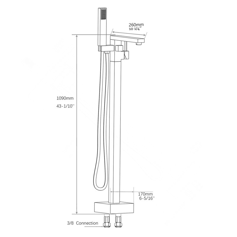 Freestanding Bathtub Faucet with Hand Shower, Brushed Nickel