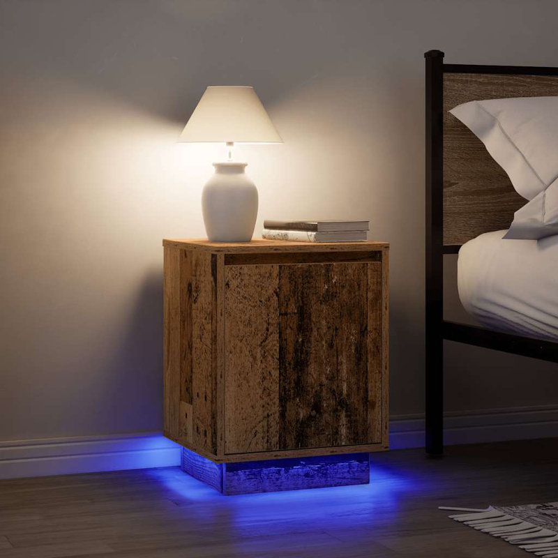 Daphane 38cm W Manufactured Wood Bedside Table, Reclaimed Wood