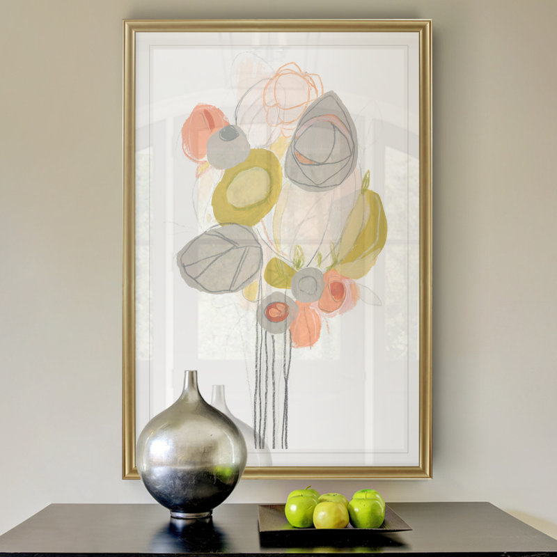 " Wildflower Contour II ", 18.5" H x 24.5" W x 1.5" D, Gold Framed