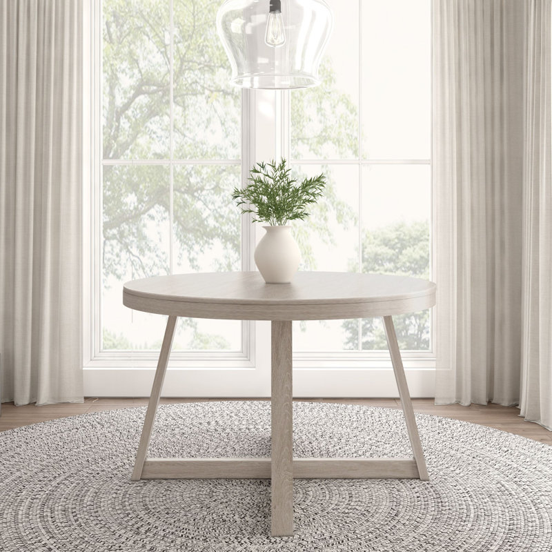 Carlesha Solid Pine Wood Round Dining Table, Seashell