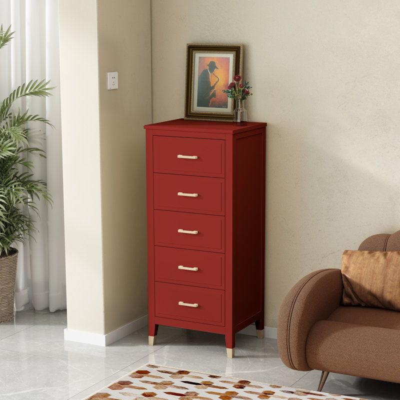 Olivette 5 - Drawer Chest of Drawers, Red