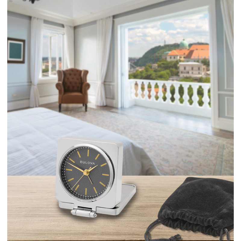 Latitude Run® 3AC5883530AC41349601EA2A78E17940 Metal Flip Traveller Alarm Clock
