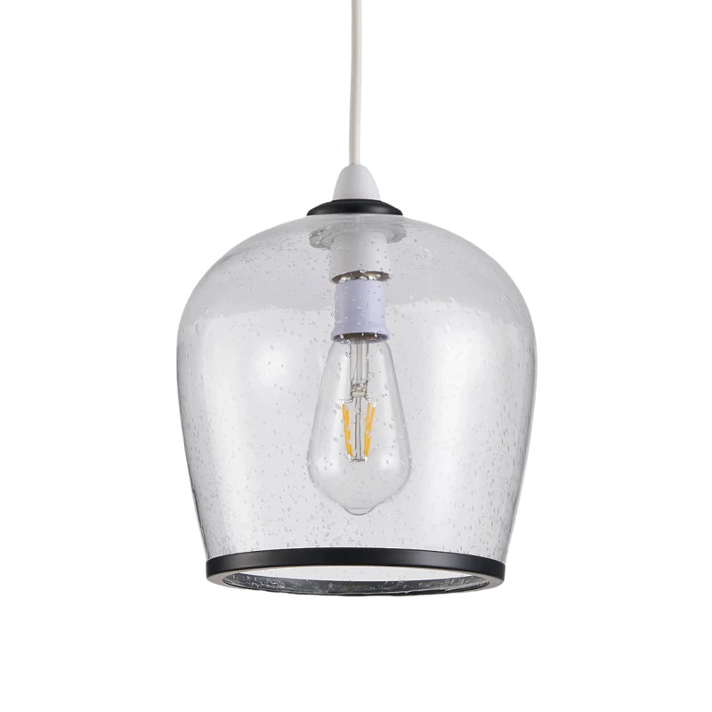 22cm H Glass Dome Pendant Shade ( Uno ), Matte Black