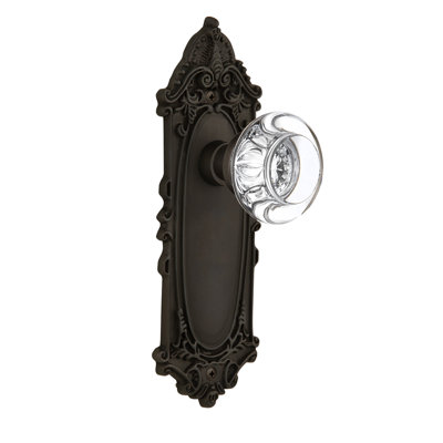 Plaque victorienne avec poignée ronde en cristal transparent
