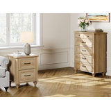 Ensemble de commode et table de chevet 2 pièces 2 pièces, chêne