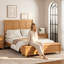 Lit avec banquette de rangement, lit traîneau Queen en bois massif, style ferme