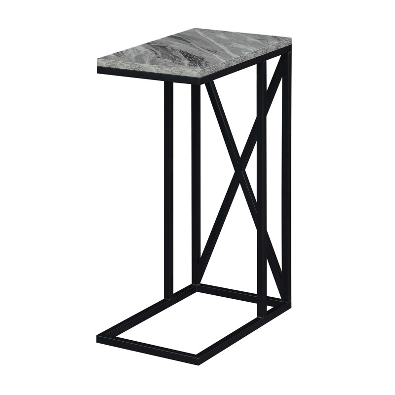 Adreauna 24.25'' Tall C End Table, Gray Marble Top/Black Base