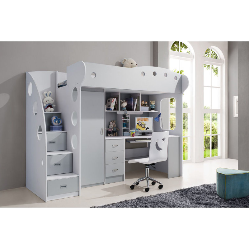 Veer European Single (90 X 200 Cm) Bunk Bed with Storage Included with Desk Included