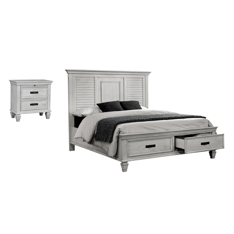 Ensemble de chambre à coucher avec table de chevet 2 pièces Staats, Très grand, Blanc