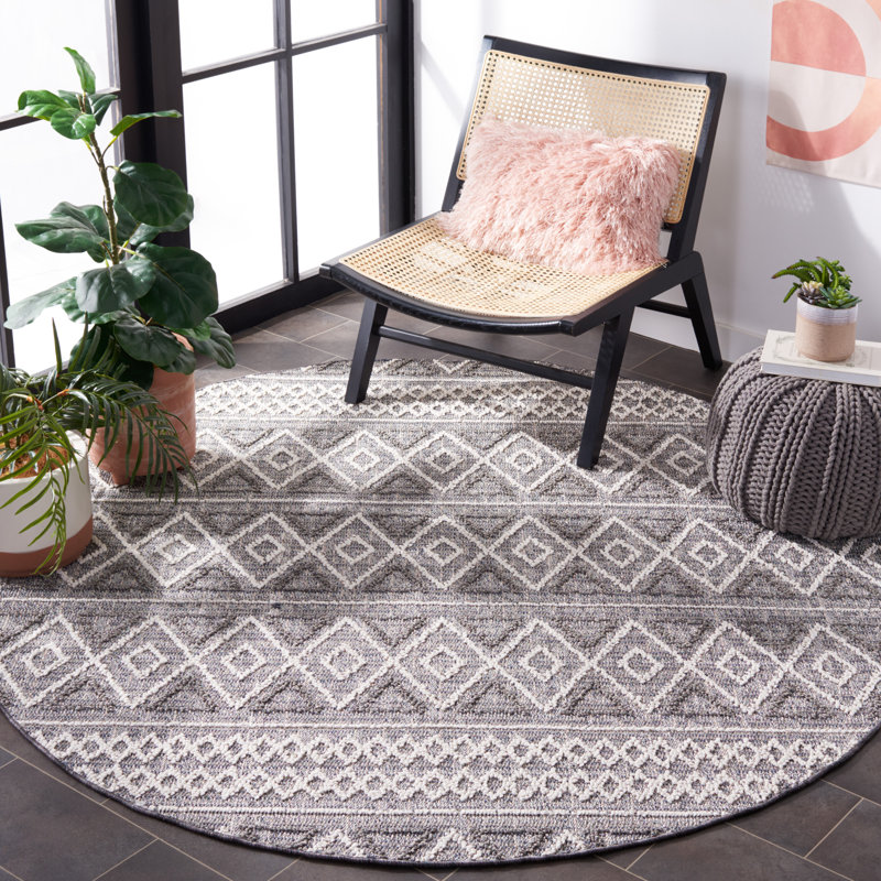 Tapis d'intérieur / extérieur géométrique Enno 800 Performance, Rond 6 pi 7 po