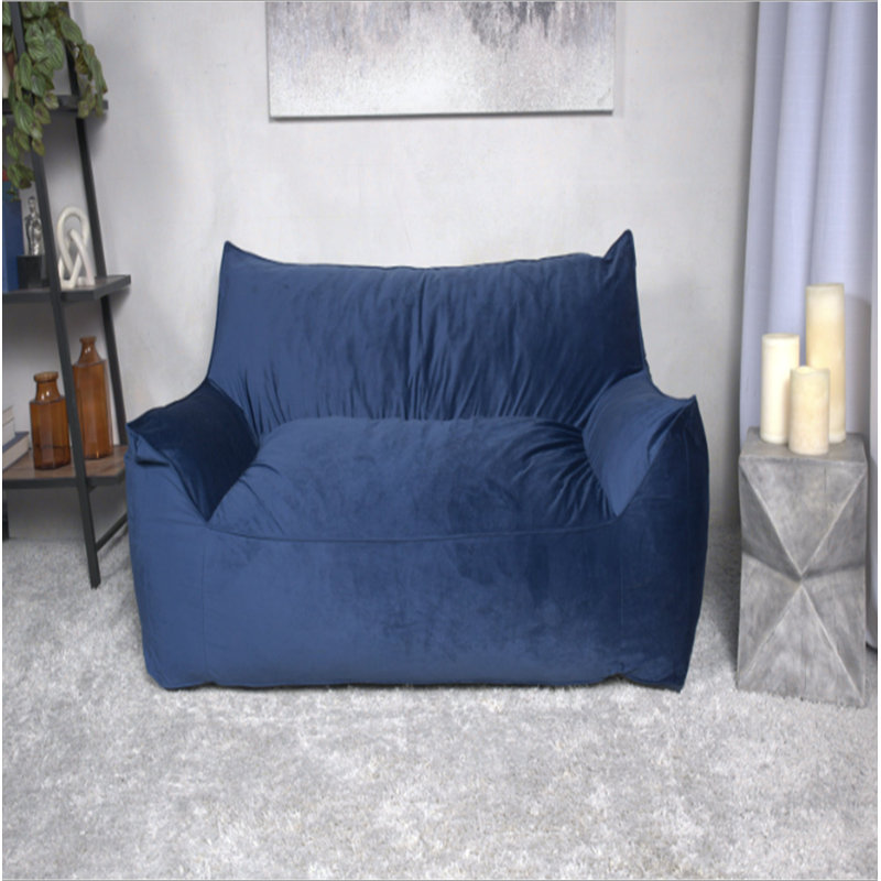 Fauteuil à billes surdimensionné 2 places avec accoudoirs Fila Velveteen, bleu marine