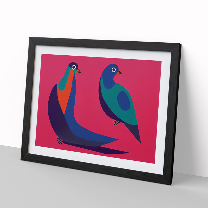 Abstract Pigeon Birds Vol.1 - Framed Print, Black, 25cm H x 34cm W x 2cm D
