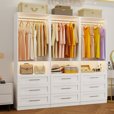 6-15FT Freestanding Walk in Closet System with 9 Drawers & 6 Rods & 3 Shelves