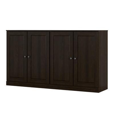 100% Solid Wood 64" Sideboard with Solid Doors, 4-Drawers and Adjustable Shelves