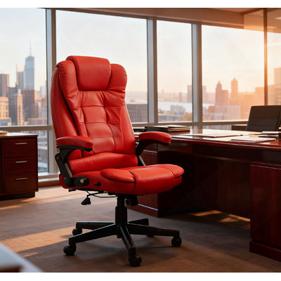 Heated Reclining Computer Chair With 6 Vibration Points,Massage Office Chair,Armrest And Remote