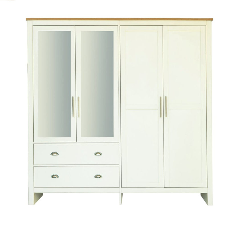 Abhiram 4 Door Manufactured Wood Wardrobe, White