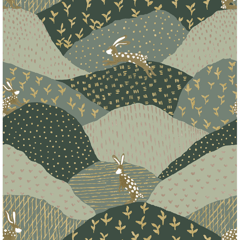 Papier peint Peter Rabbit Fields, Vert