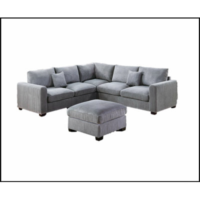 Ensemble de canapé en L luxueux avec velours côtelé moelleux, design moderne et configuration polyvalente de 4 pièces pour un confort et un style ultimes