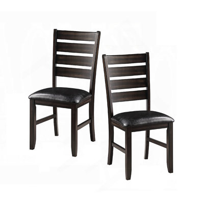 Ensemble de 2 chaises d'appoint contemporaines à finition espresso, revêtement en similicuir, mobilier de salle à manger en bois durable