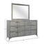 Élégante commode à 6 tiroirs en placage assorti gris avec guides latéraux et quincaillerie sur mesure pour les chambres modernes