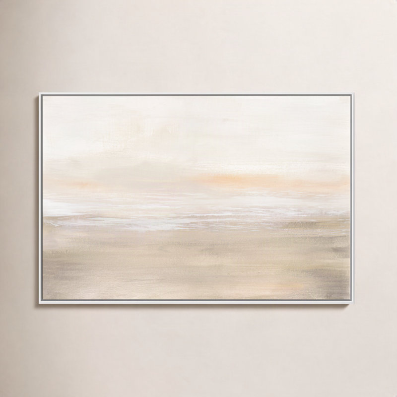 Willadeene Morning Calm - Floater Frame Painting on Canvas, White , 41" H x 61" W x 2" D
